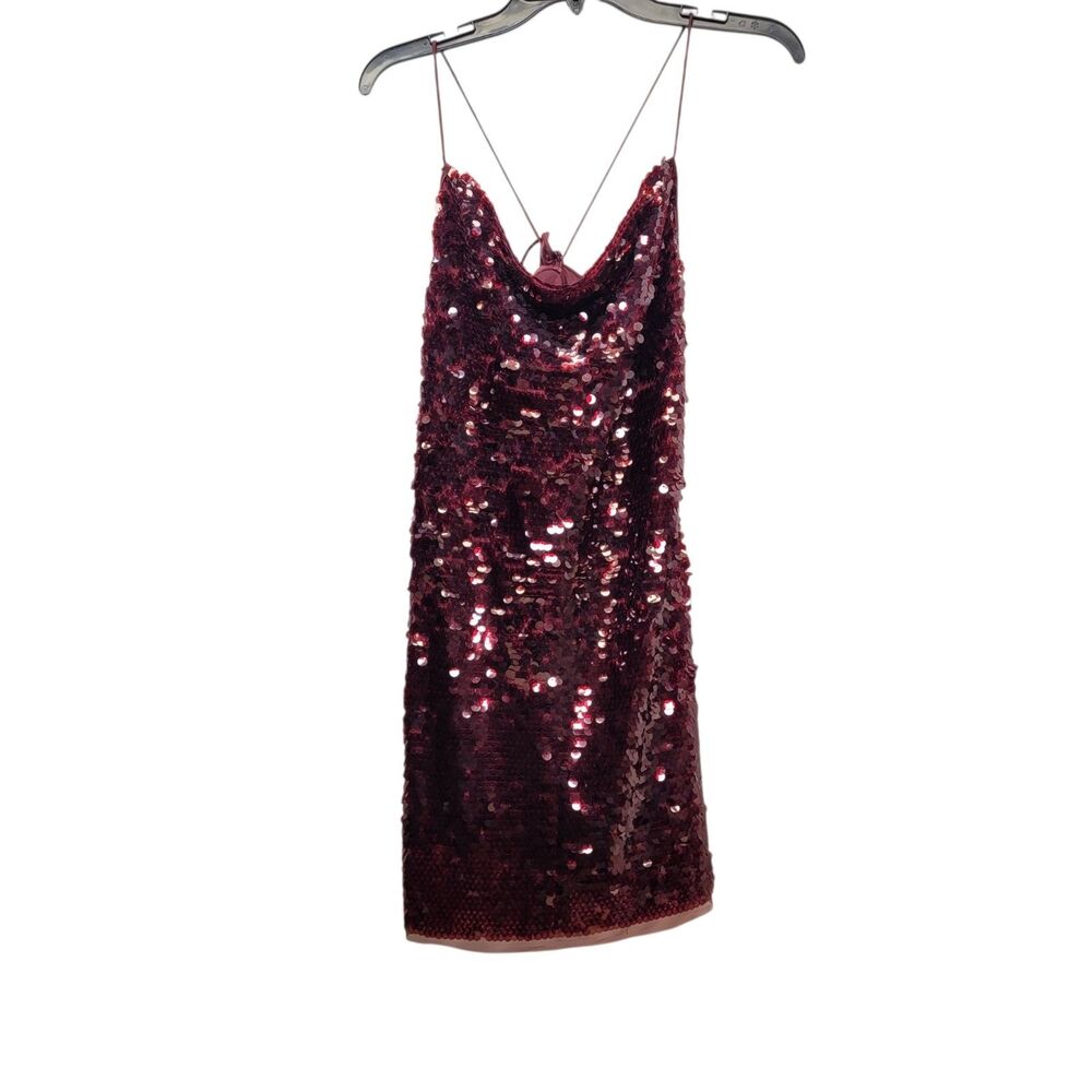 Wild Fable Sequin Slip Dress Burgundy Red Strappy Midi Size Medium